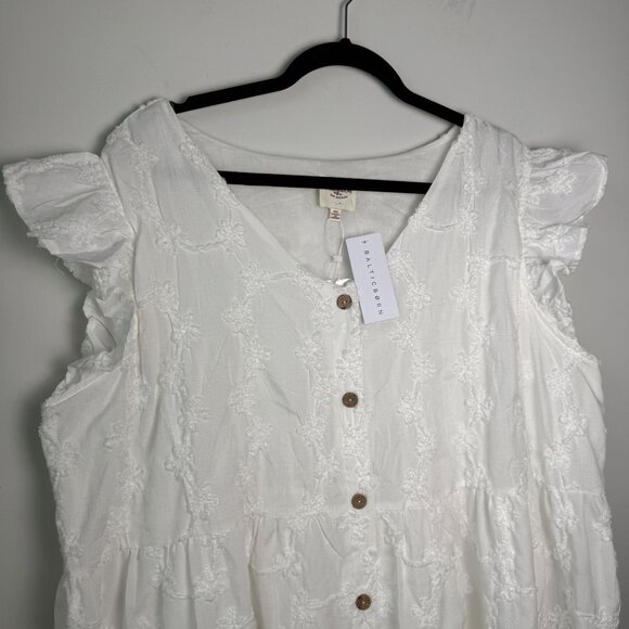 Baltic Born Dress NWT Kayla Button Up Short Off White Size 1XL - Picture 6 of 10